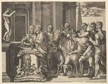 Psyche's father consulting the oracle, from 'The Fable of Psyche', Master of the Die  Italian, Engraving