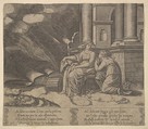 Plate 27: Proserpina gives Psyche the box of beauty, from 'The Fable of Cupid and Psyche', Master of the Die  Italian, Engraving