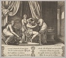 Plate 10: nymphs assisting Psyche to dress her hair, from "The Fable of Psyche", Master of the Die Italian, Engraving