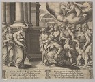 Plate 2: the people rendering divine honors to Psyche, from "The Fable of Psyche", Master of the Die  Italian, Engraving