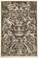 A panel of ornament with putti, goat and other figures, Master of the Die Italian, Engraving