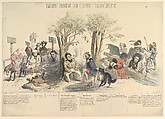 Grand Course au Clocher Académique, No. 5, J. J. Grandville French, Hand-colored lithograph