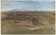 Landscape near Rome, Albert Venus  German, Brush and brown ink, watercolor, white gouache, over black chalk