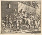 Hudibras and Ralpho Made Prisoners and Carried to the Stocks (Seventeen Small Illustrations for Samuel Butler's Hudibras, no. 6), William Hogarth  British, Etching and engraving; second state of two