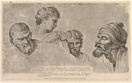 Four Heads From the Raphael Cartoons at Hampton Court, William Hogarth  British, Etching and aquatint; second state of two