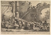 The Punishment Inflicted on Lemuel Gulliver, William Hogarth (British, London 1697–1764 London), Etching and engraving; first state of two
