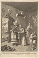 The Curate and the Barber Disguising Themselves to convey Don Quixote Home (Six Illustrations for Don Quixote), William Hogarth  British, Etching and engraving; third state of three