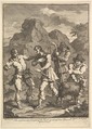 Don Quixote and the Knight of the Rock (Six Illustrations for Don Quixote), William Hogarth British, Etching and engraving; third state of three