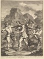 Don Quixote and the Knight of the Rock (Six Illustrations for Don Quixote), William Hogarth  British, Etching and engraving; third state of three