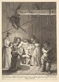 The Innkeeper's Wife & Daughter taking Care of ye Don after being beaten & bruised (Six Illustrations for Don Quixote), William Hogarth British, Etching and engraving; third state of three