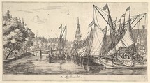 De Appelmarckt (The Apple Market), from Views in Amsterdam, plate 6, Reinier Nooms, called Zeeman Dutch, Etching; second state of two