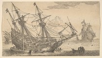 A Merchant Man Careened for Caulking the Hull, Reinier Nooms, called Zeeman Dutch, Etching; second state(?)