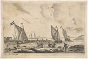 View of Inland Waterway with Fisherman, Reinier Nooms, called Zeeman Dutch, Etching; state I