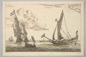 Sailing Vessels and Sloop, Reinier Nooms, called Zeeman Dutch, Etching; state VI