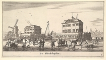 Winter Scene at the Blockhouse in Amsterdam, Reinier Nooms, called Zeeman Dutch, Etching