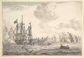 Naval Battle, Reinier Nooms, called Zeeman Dutch, Etching; state II