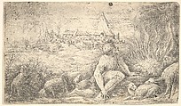 Moses and the burning bush, Andrea Schiavone (Andrea Meldola)  Italian, Etching