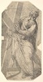 Saint Andrew holding a large cross, from "Christ and the Apostles", Andrea Schiavone (Andrea Meldola) Italian, Etching