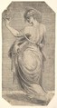 St John in profile facing left, from "Christ and the Apostles", Andrea Schiavone (Andrea Meldola) Italian, Etching