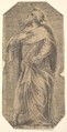 Saint Jude facing left, book under his left arm, from "Christ and the Apostles", Andrea Schiavone (Andrea Meldola) Italian, Etching