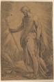An apostle holding a staff facing left, Andrea Schiavone (Andrea Meldola) Italian, Etching