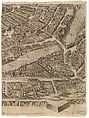 Plan of the City of Rome. Part 10 with the Tiber and the Villa Farnesina, Antonio Tempesta (Italian, Florence 1555–1630 Rome), Etching with some engraving, undescribed state.