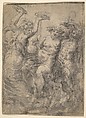 Bacchic revel with Silenus in the centre riding a goat, Andrea Schiavone (Andrea Meldola)  Italian, Etching with plate tone