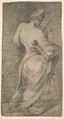Saint James Major holding a staff and a book facing right, from "Christ and the Apostles", Andrea Schiavone (Andrea Meldola)  Italian, Etching
