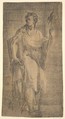 A saint, possibly Matthew, holding a staff and a book, Andrea Schiavone (Andrea Meldola) Italian, Etching
