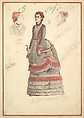 Costume Designs for Mrs. Stonington for Act I and Act III, from the play "Captain Jinks of the Horse Marines", Percy Anderson  British, Watercolor over graphite