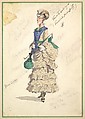 Costume Design for Fourth Ballet Girl (Fraülein Hochspitz) (in long beige gown), from the play "Captain Jinks of the Horse Marines", Percy Anderson  British, Watercolor over graphite