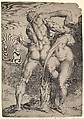 The Abduction of a Sabine Women (view from behind), Jan Muller  Netherlandish, Engraving; New Holl.'s third state or later
