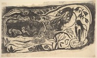 Woodcut with a Horned Head, Paul Gauguin French, Woodcut on transparent laid tissue paper