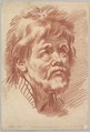 Head of an Old Man, Louis Marin Bonnet  French, Crayon manner engraving printed in brown ink