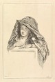 Bust Portrait of a Woman wearing a Hooded Mantle, François Boucher French, Etching; first state