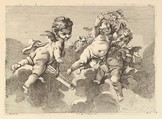 Three Children in Clouds, Monogrammist DA  French, Etching and engraving