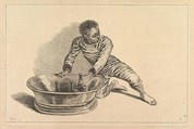 Black African Removing Bottles From a Cooler, François Boucher French, Etching; first state