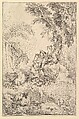 Surprised Young Couple Under a Tree, François Boucher French, Etching