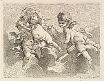 Three Loves, One holding a Quiver, the Other, Grapes, Pierre Alexandre Aveline  French, Etching and engraving
