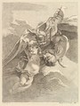 Trois Amours soutenant une draperie (Three Loves Holding a Drapery), from Premier Livre de Groupes d'Enfans (First Book of Groups of Children), Pierre Alexandre Aveline  French, Etching and engraving