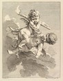 Two Cupids, One Carrying a Torch, Another a Bow, Pierre Alexandre Aveline  French, Etching and engraving