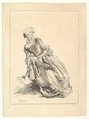 Woman leaning to left, François Boucher  French, Etching