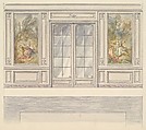 Design for a Wall Elevation with a Double Glass door and Two Painted Panels (Fourth Floor), Mewès and Davis, Watercolor over graphite