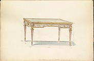 Design for a Louis XVI Period Style Desk, Mewès and Davis, Watercolor over graphite