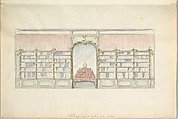 Design for the Wall of a Library in a late Rococo Style, Mewès and Davis, Watercolor over graphite