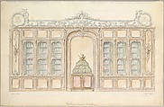 Design for the Wall of a Library in Rococo Style, Mewès and Davis, Watercolor over graphite