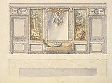 Design for a Wall Elevation with a Large Mirror and Sofa (Fourth Floor), Mewès and Davis, Watercolor over graphite