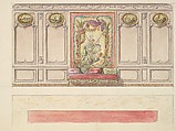 Design for a Wall Elevation with a Large Painted Panel and a Sofa (Third Floor), Mewès and Davis, Watercolor over graphite