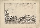 Farms, ploughed field in the foreground from Praediorum villarum et rusticarum casularum icones elenoantissimae ad vivum in apre deformatae, Johannes van Doetecum I Netherlandish, Etching; first state of three