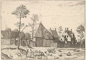 Shed with Cottage, from The Small Landscapes, Johannes van Doetecum I  Netherlandish, Etching; fourth state of four